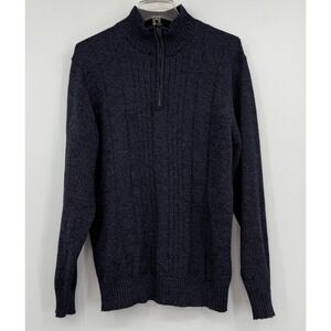 Oscar de la Renta Men's Sz L 1/4 Zip Cotton Blend Ribbed Knit Sweater Preppy Y2K